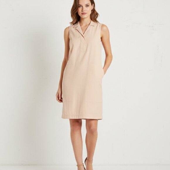 Lafayette 148 New York Dresses & Skirts - Lafayette 148 Sleeveless Notch Collar Dress – Khaki – 6 – NWOT